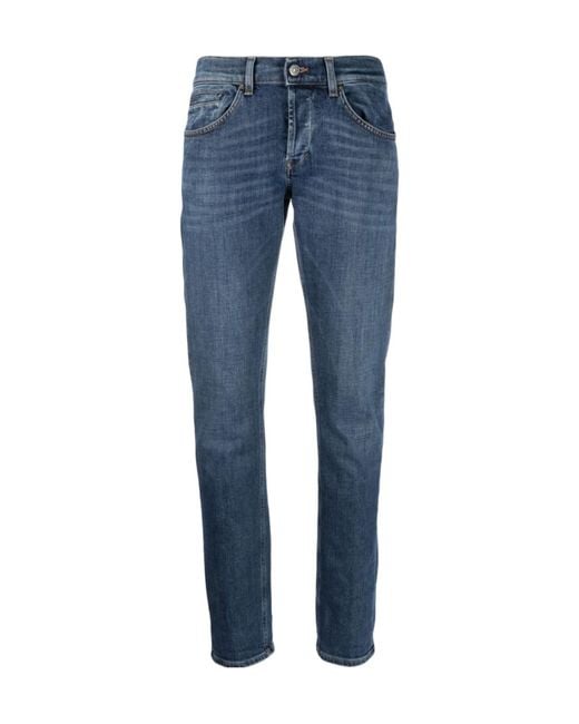 Dondup Blue Low-Rise Cropped Jeans for men
