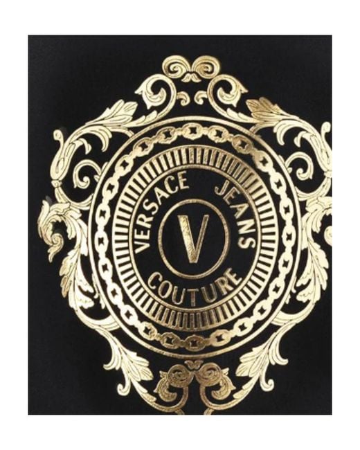 Versace Jeans Black Metallic-Logo Print Sweatshirt for men