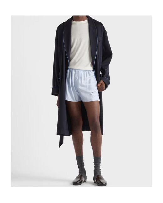 Prada Blue Silk Boxer Shorts for men