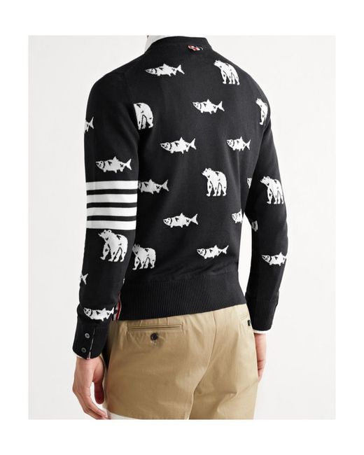 Thom Browne Black Fish Bear Jumper for men