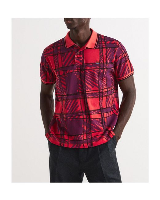 Vivienne Westwood Red Printed Short-Sleeve Polo Shirt for men