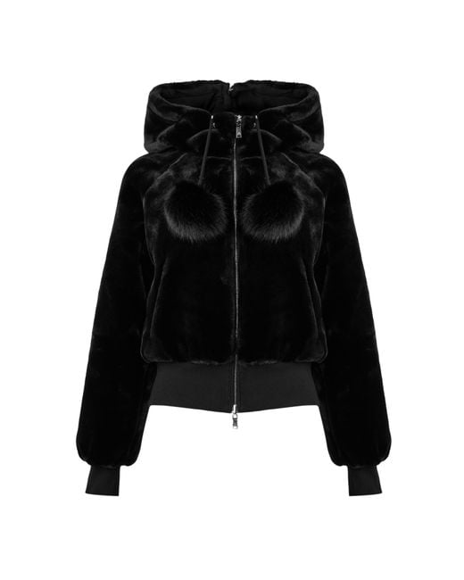 Moose Knuckles Black Cropped Zipup Hoodie