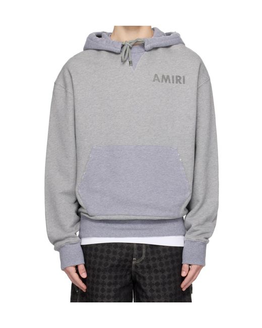 Amiri Gray Logo-Print Hoodie for men