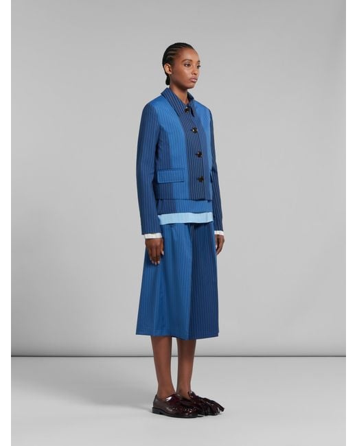 Marni Blue Pinstriped Shirt Jacket