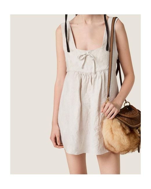 Miu Miu Natural Linen Mini-Dress
