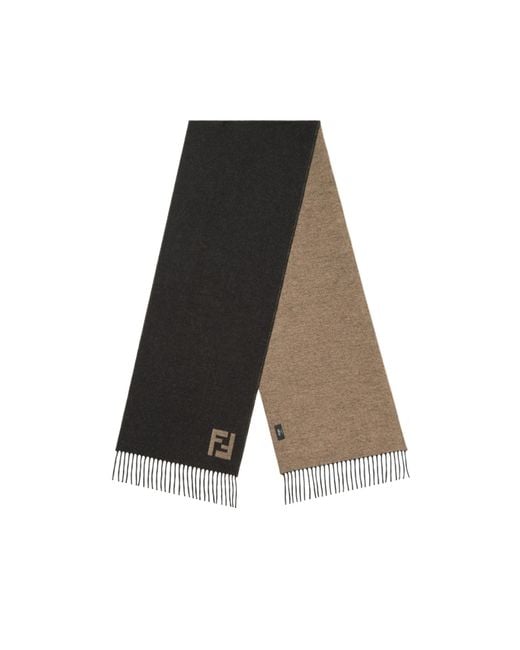 Fendi White Ff Motif Fringed-Edge Scarf for men