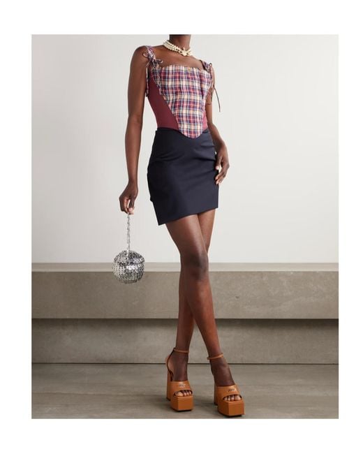 Vivienne Westwood Blue Infinity Asymmetric Wool-Twill Mini Wrap Skirt