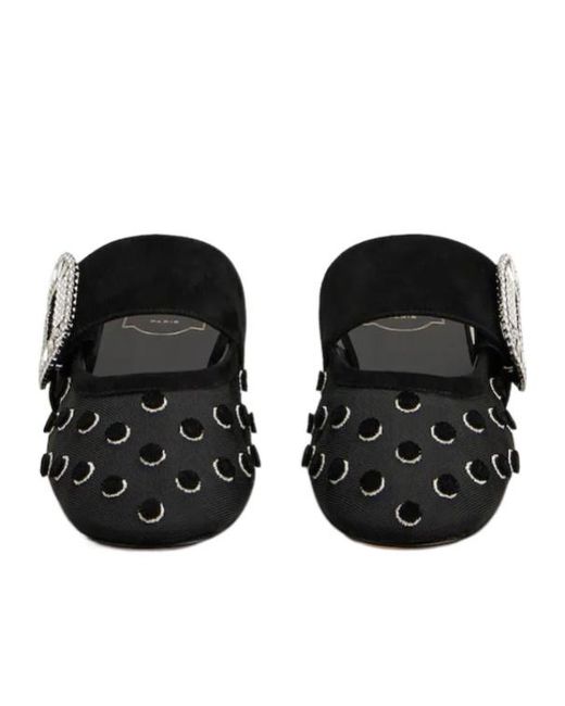 Roger Vivier Black Belle Vivier Polka Dot Mules