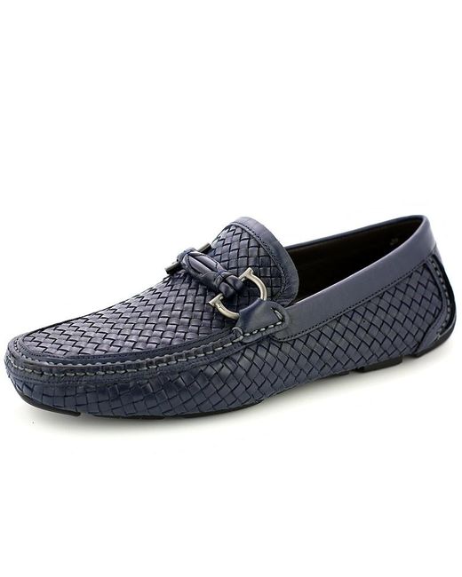 Ferragamo Blue Weave Business Casual Shoes for men