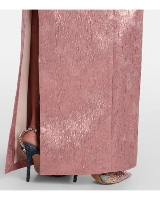 Emilia Wickstead Pink Laelia Cloque Bustier Gown