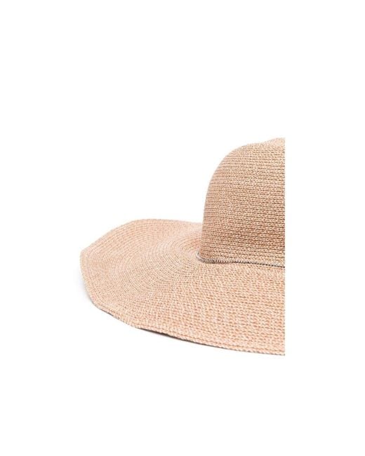 Maison Michel Pink Logo-Plaque Straw Capeline Hat
