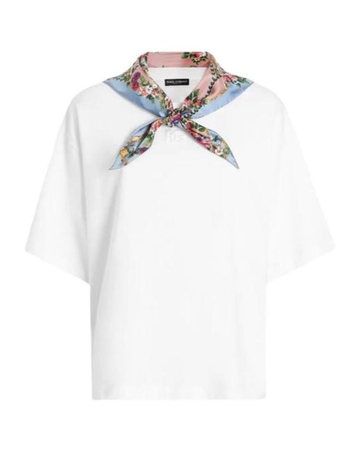 Dolce & Gabbana White Scarf-Detail T-Shirt
