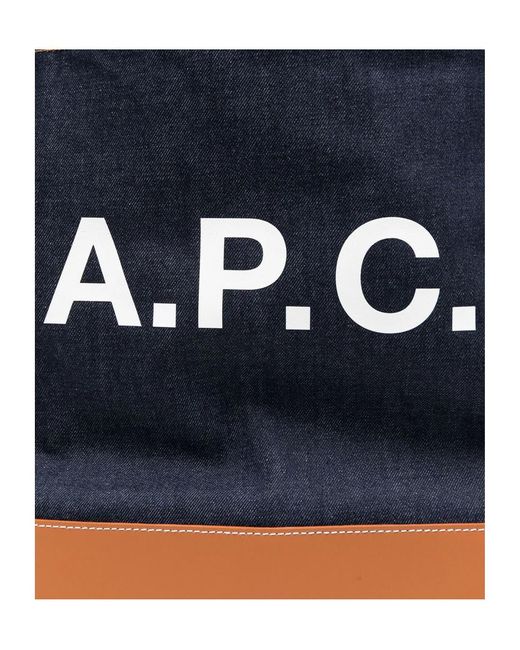 A.P.C. Blue Alex Logo Shopper Tote Bag