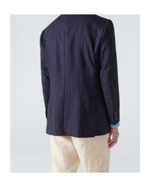Kiton Blue Cashmere, Silk, And Linen Tuxedo Jacket for men