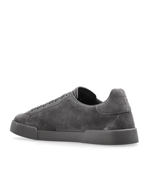 Dolce & Gabbana Gray Portofino Logo Perforated Sneakers for men