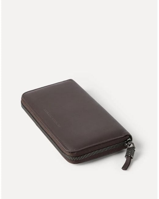Brunello Cucinelli Brown Calfskin Wallet With Shiny Zipper Pull