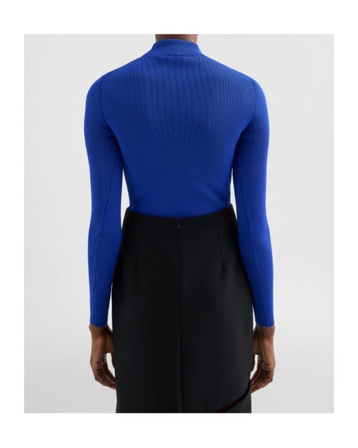 Jil Sander Blue Technical Mock-Neck Sweater