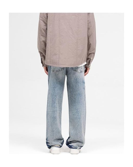 Represent Blue R3 Distressed Baggy Jeans for men