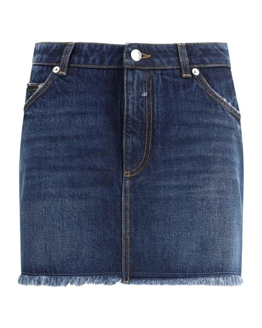 Dolce & Gabbana Blue Frayed Hem Mini Denim Skirt