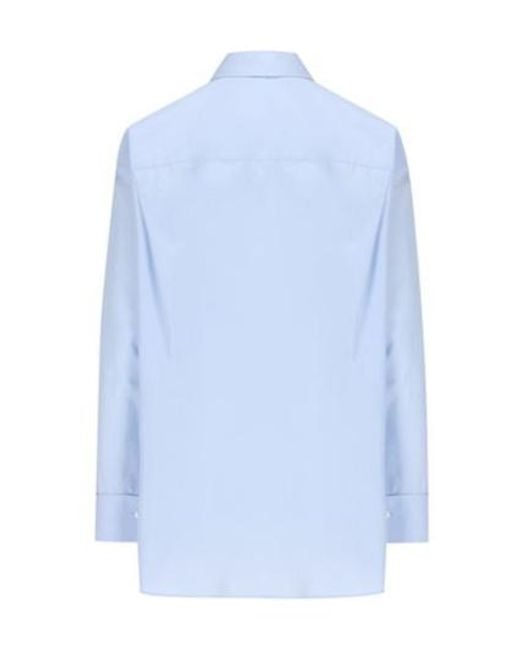 Loewe Blue Curved Hem Buttoned Shirt