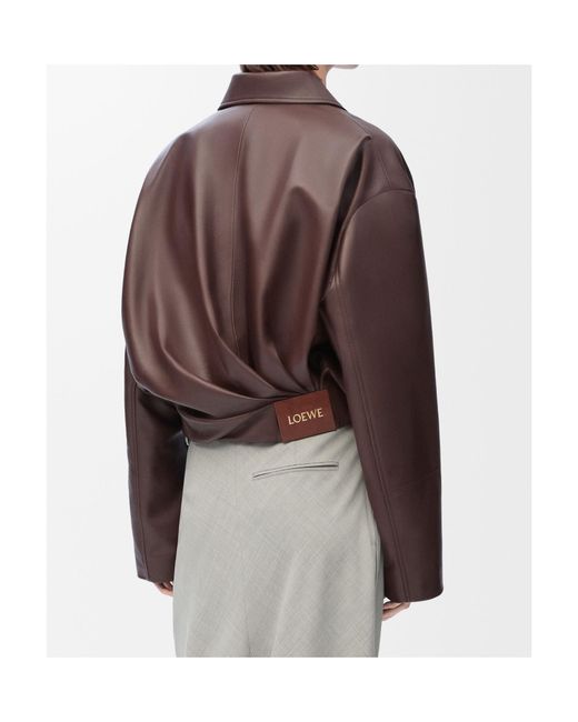 Loewe Brown Draped Leather Jacket