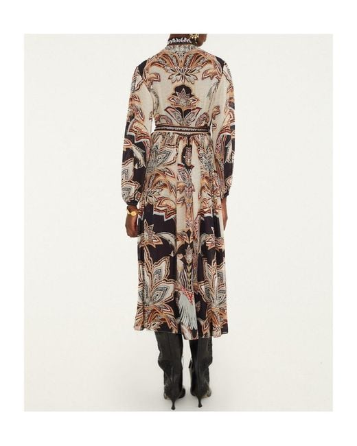 Farm Rio Natural Printed V-Neck Midi Dress