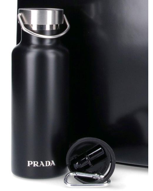 Prada Black Logo Printed Top Handle Bag for men