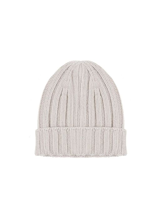 Giuliano Galiano White Ribbed Cuff Hat for men