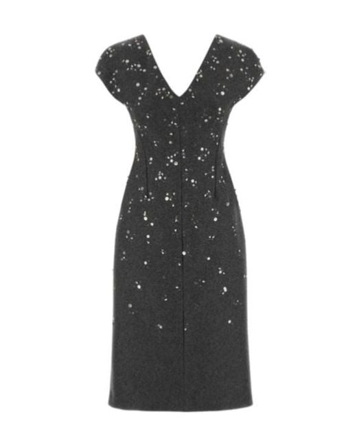 Jil Sander Black 299 Embellished Felt Dress