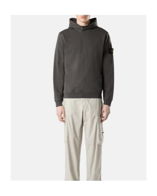 Stone Island Gray Garment Dyed Hooded Sweatshirt for men