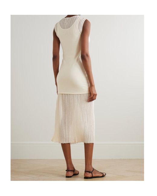 Loulou de Saison White Ada Ribbed Knit Dress