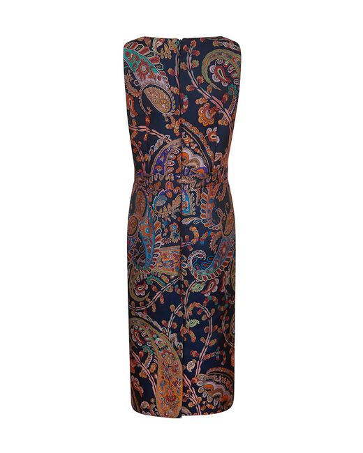 Etro Purple Pattern-Jacquard Sleeveless Dress