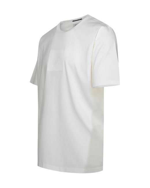C P Company White Logo Patch Crewneck T-Shirt for men