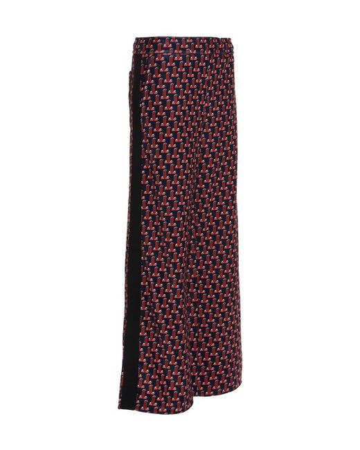 Lanvin Red Logo Pattern Straight Casual Pants