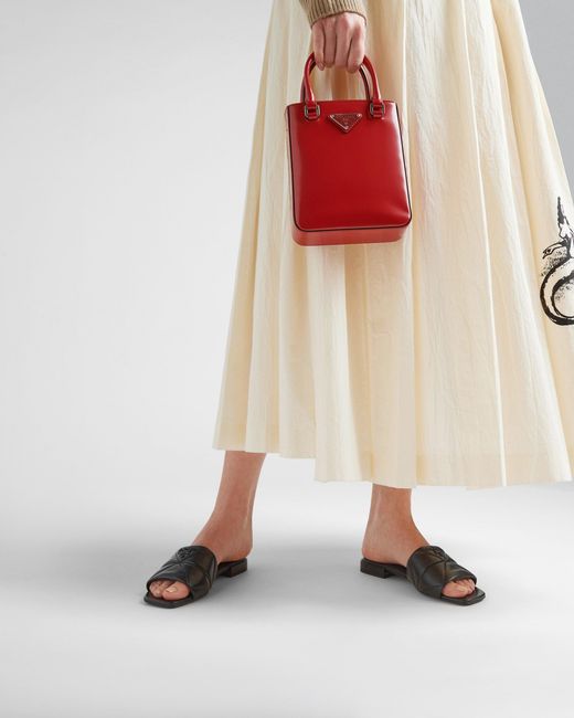 Prada Black Quilted Leather Logo Sandals