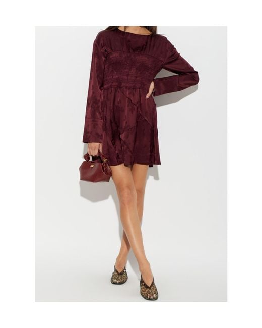 Ganni Purple Jacquard Patchwork Mini Dress