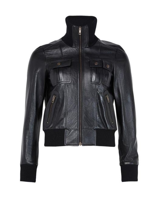 Chloé Black High-Necked Long-Sleeved Leather Jacket