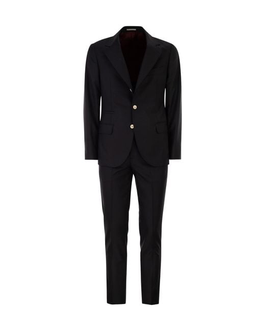 Brunello Cucinelli Black Button-Up Suit for men