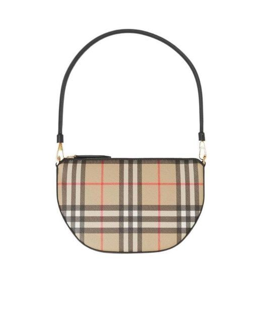 Burberry White Olympia Vintage Check Mini Shoulder Bag