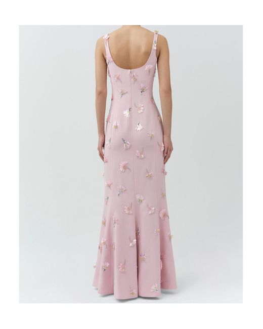 Jonathan Simkhai Pink Briella Floral-Appliqué Gown