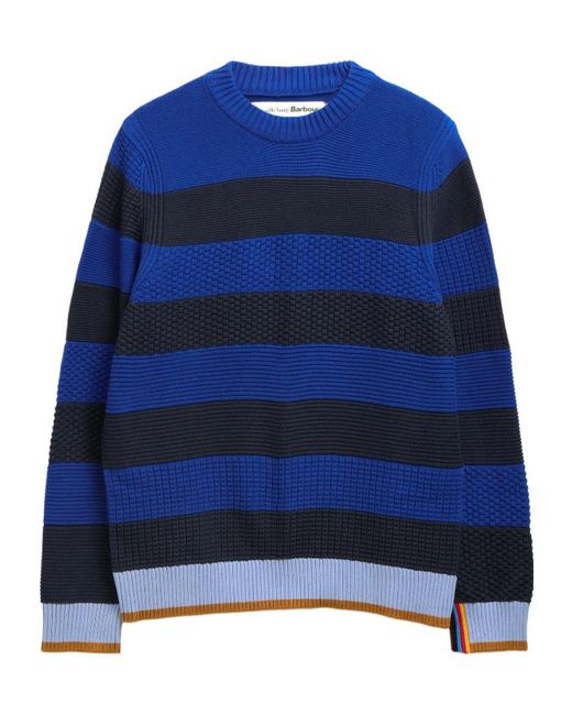 Barbour Blue X Paul Smith Southwold Striped Sweater for men