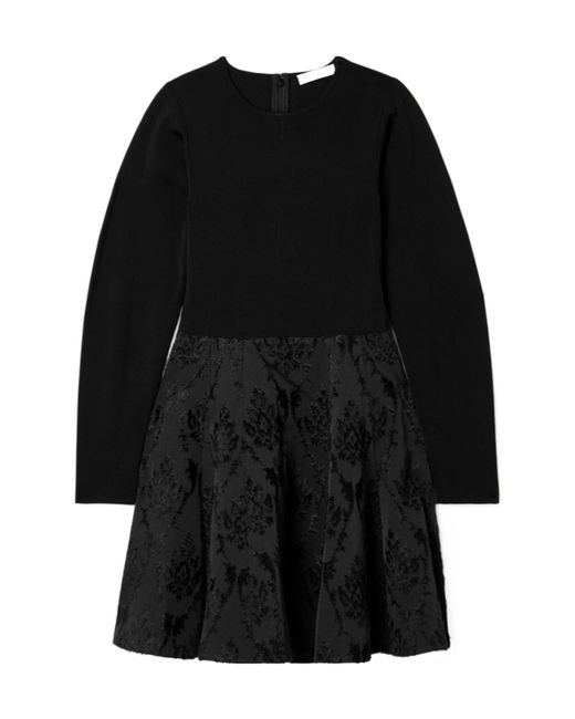 Ulla Johnson Black Cara Elastic Knit Embroidered Jacquard Mini Dress