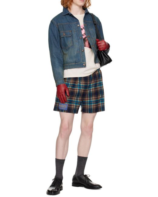 Maison Margiela Blue Pleated Denim Jacket for men