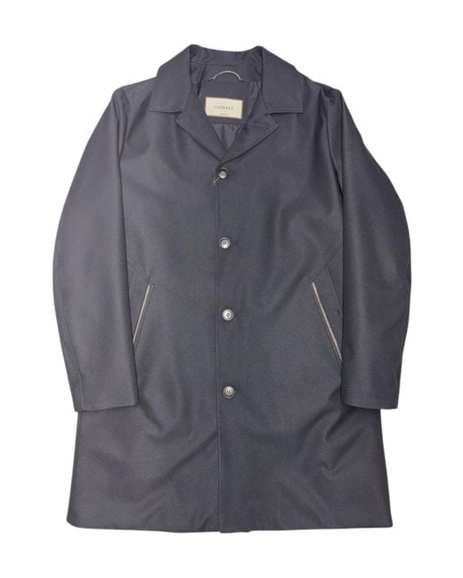 Canali Blue Button-Down Collar Coat for men