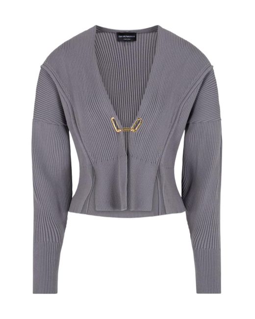 Emporio Armani Blue Dawn To Dusk Rib-Knit Cardigan