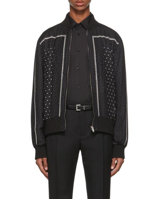 Saint Laurent Black Polka-Dot Pattern Bomber Jacket for men