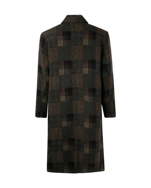 Les Deux Black Checked Wool Coat for men