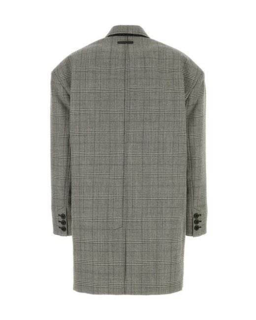 Marni Gray Long-Sleeved Plaid Coat