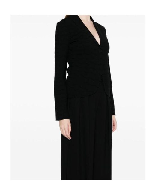 Emporio Armani Black Button-Up Textured Jacket