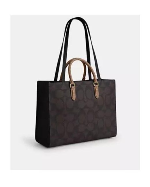 COACH Black Maggie Printed Tote Bag